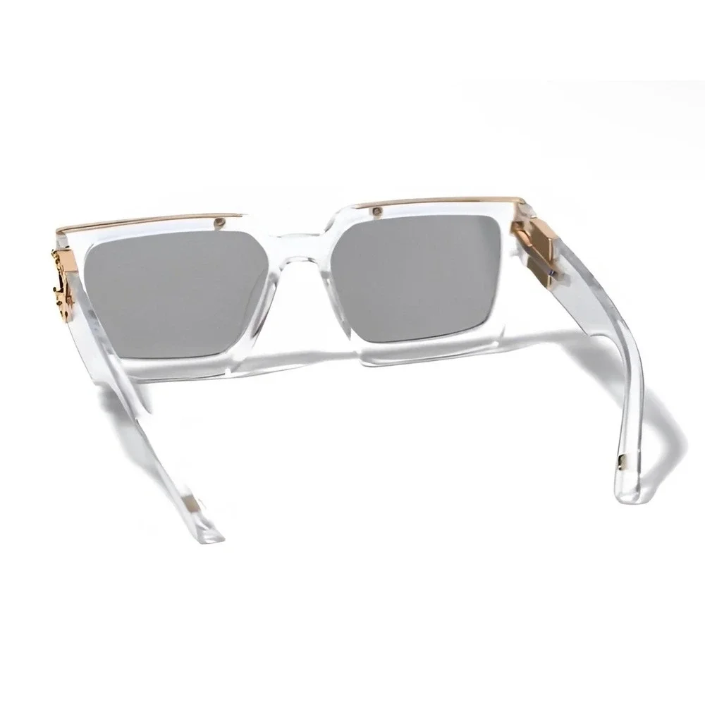 Mens Square Transparent Frame Sunglasses Mirror Lens Oversized Fashion UV400 New